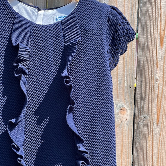 Mayoral Piquet Knit Ruffle Dress - Picture 4 of 8